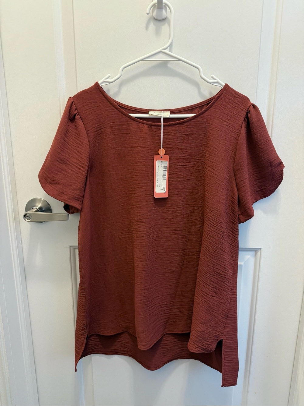Les Amis Burnt Red Short Sleeve Blouse